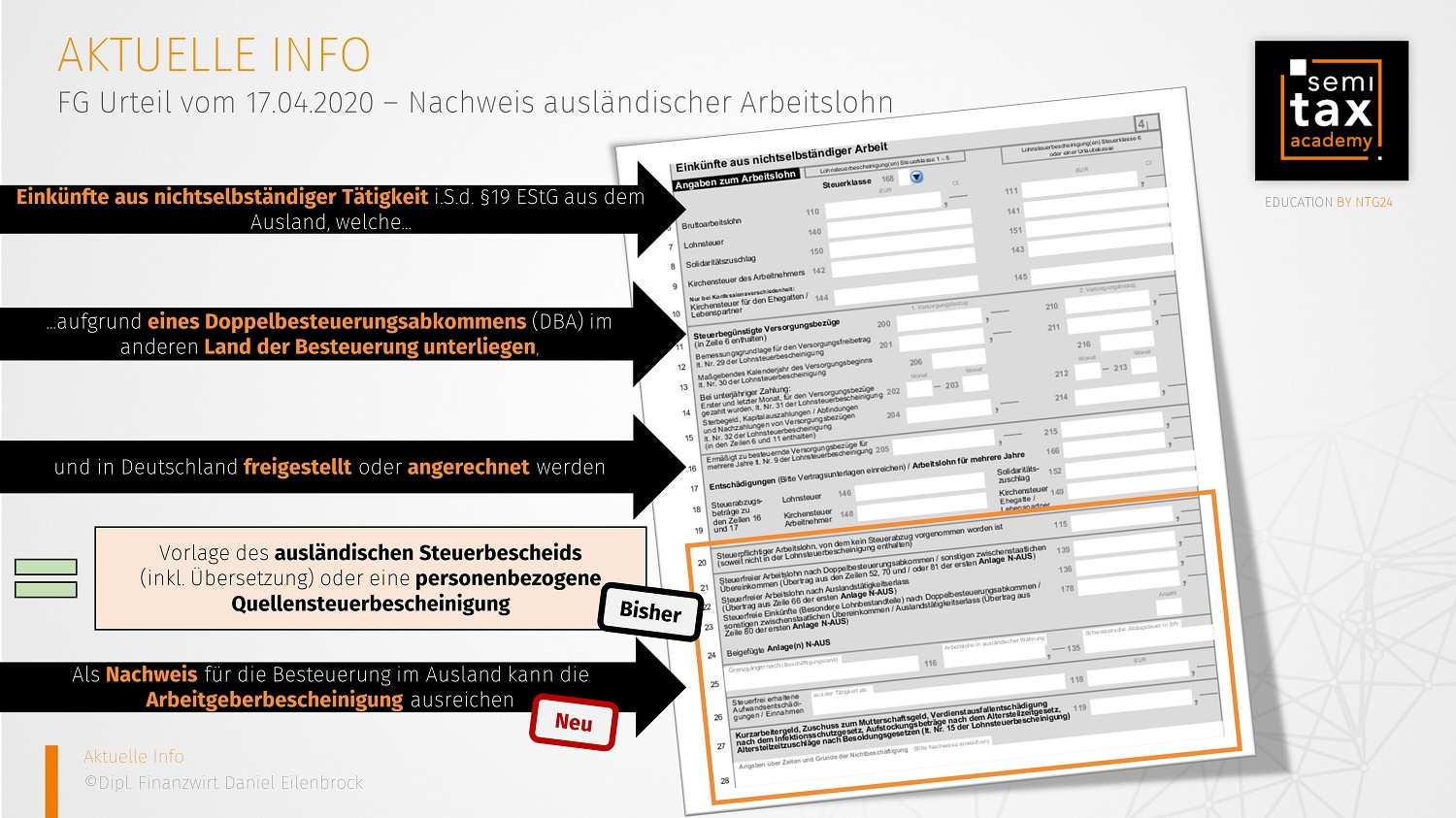 FG Urteil Zusammenfassung - Nachweis ausländischer Arbeitslohn 