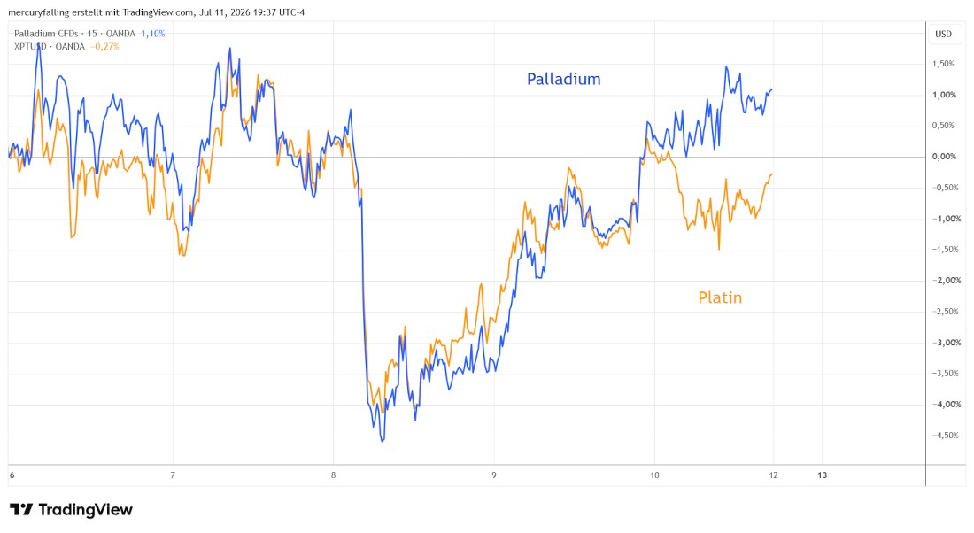 Palladium und Platin im Vergleich